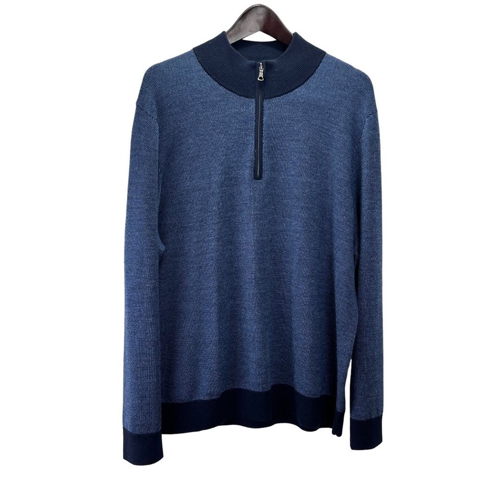 Brooks Brothers Blue Extra Fine Merino Wool 1/2 Zip Sweater, Men’s Size XLarge